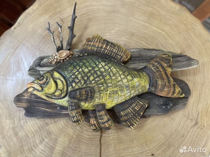 Картина деревянная рыба