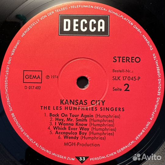 The Les Humphries Singers – Kansas City (1974г.)