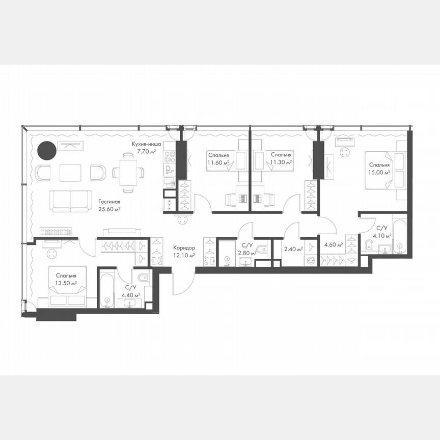 4-к. квартира, 115,1 м², 5/37 эт.