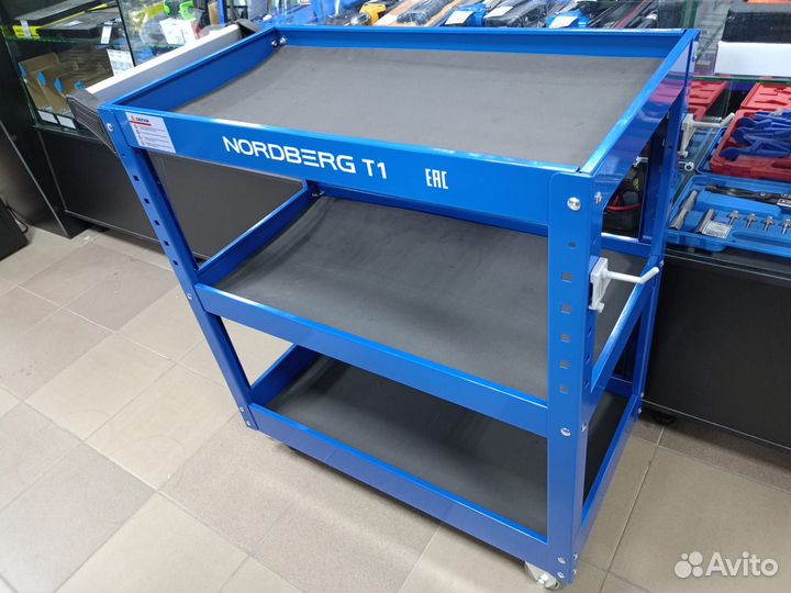 Тележка инструментальная, 3 полки, синяя