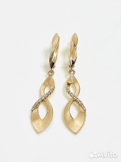 Золотые серьги с фианитами