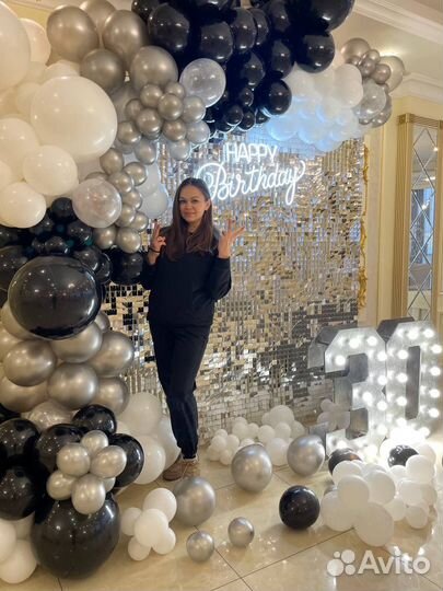 Фотозона из пайеток на выпускной, юбилей