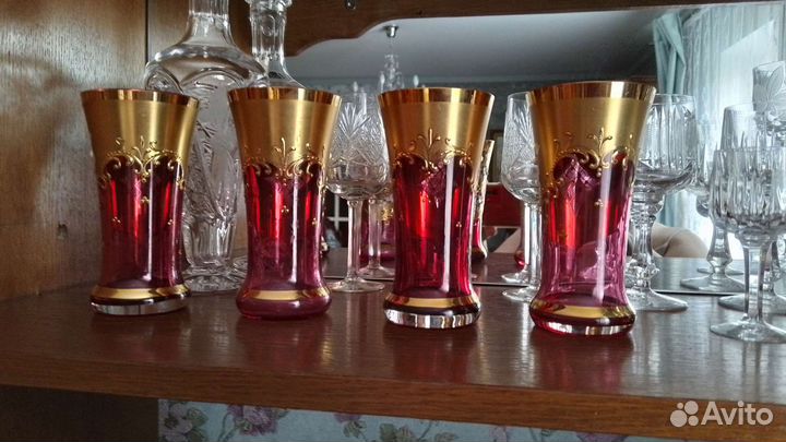 Бокалы из клюквенного стекла Чехословакия