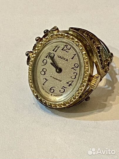 Часы кольцо чайка 17 камней позолота винтаж