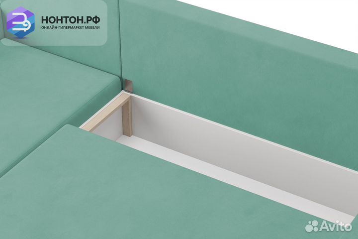 Диван угловой еврокнижка Мидгард мятный