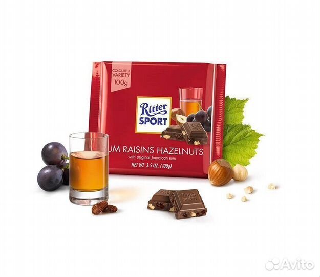 Опт - Ritter Sport Ром, Изюм, Орех 100г