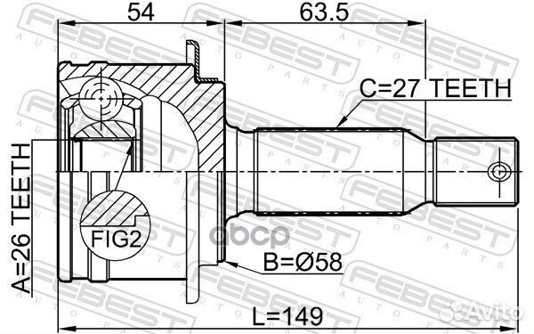 ШРУС наружный задний 26X57X27 mitsubishi outlan