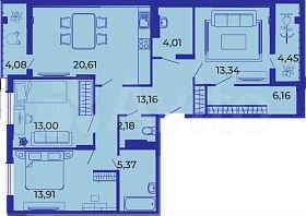 3-к. квартира, 100,3 м², 15/15 эт.
