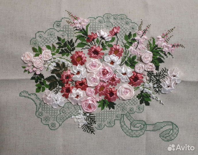 Подарок на свадьбу - вышивка лентами, имена по зак