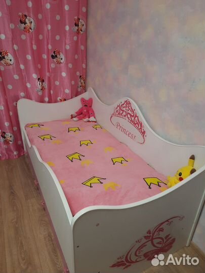 Детская кровать для девочки с матрасом 170х80