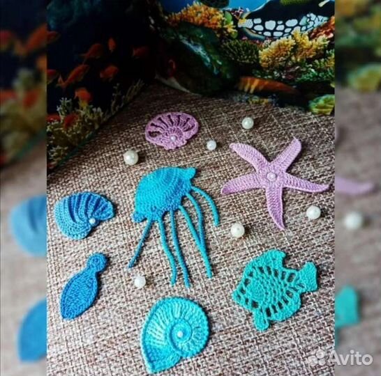 Аппликации морские крючком