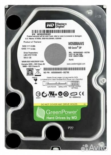 Жесткий диск WD 500Gb WD5000aavs sataii 3.5