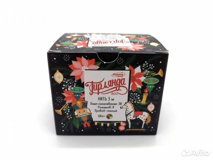 Гирлянда нить, 3 м, 30 ламп, 220v, 8 режимов