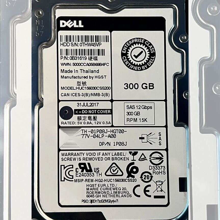 [1P08J] Жесткий Диск Dell 300gb Sas 2,5" 1p08j