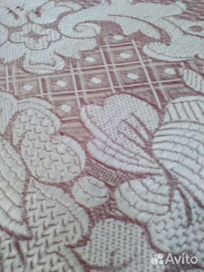 Скатерть СССР, старинная, с бахромой, шелковистая