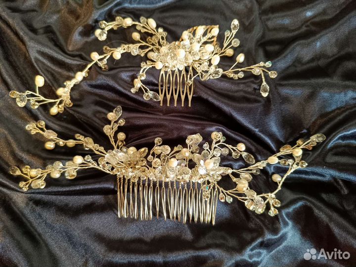 Украшения для волос, браслет из янтаря, жемчуг