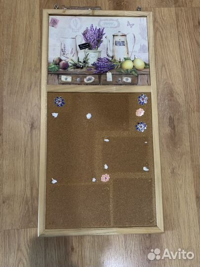 Пробковая двухсторонняя доска для записей и фото