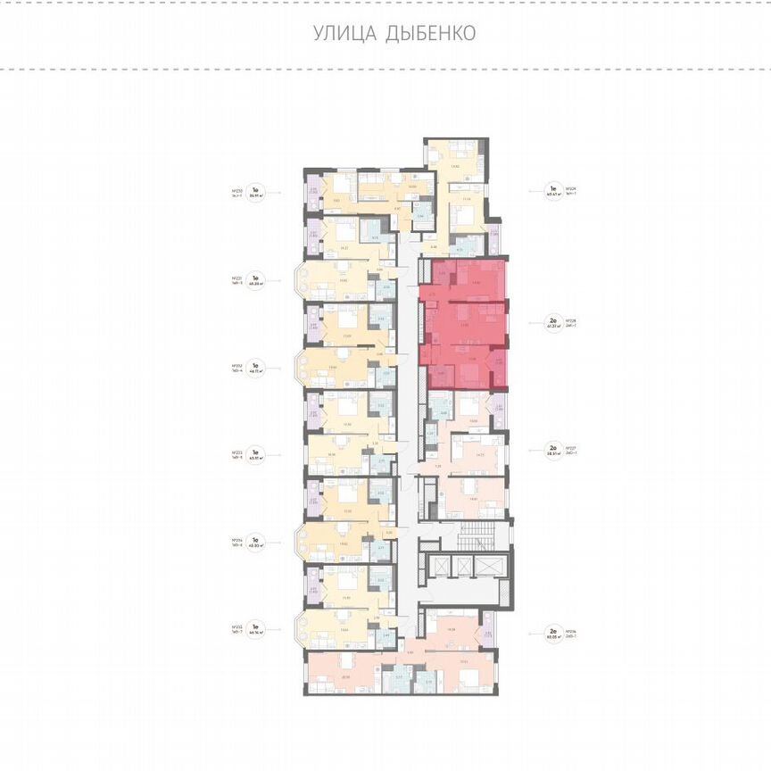 2-к. квартира, 61,4 м², 6/13 эт.