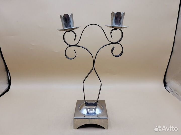 Подсвечник настольный на 2 свечи металл сталь