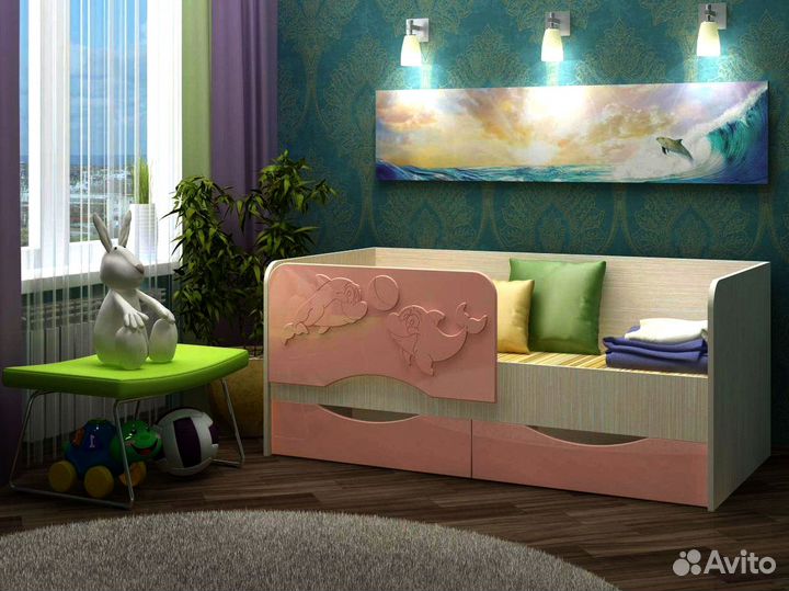 Кровать Дельфин-2 розовая