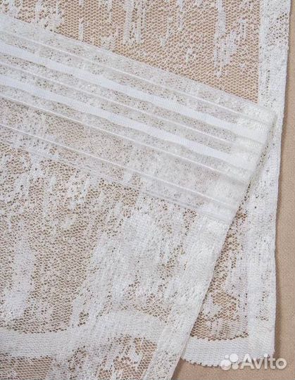 Тюль жаккард мрамор белая/Батист с цветами