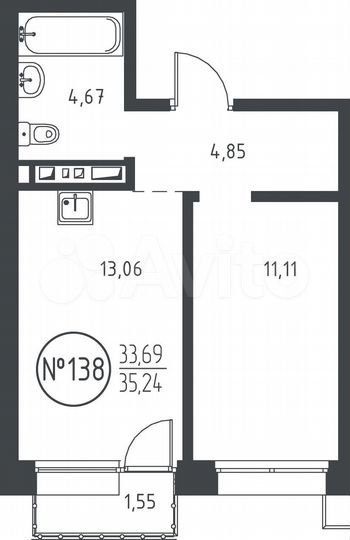 1-к. квартира, 35,2 м², 7/10 эт.