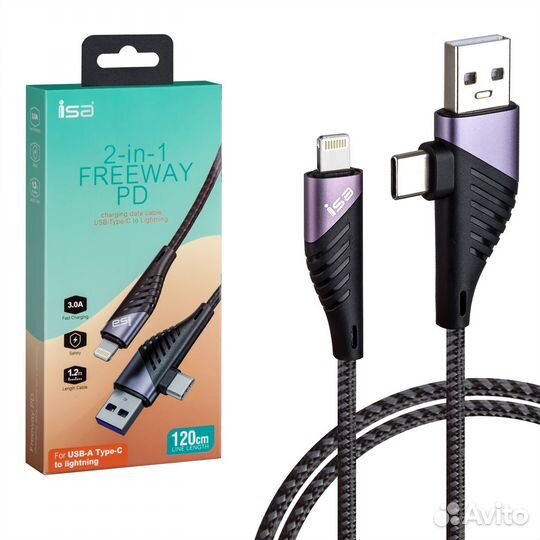 Кабель USB Type-C на Lightning 3А PD Freeway 1,2м