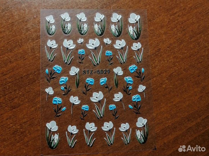 Наклейки на ногти обьёмные цветы