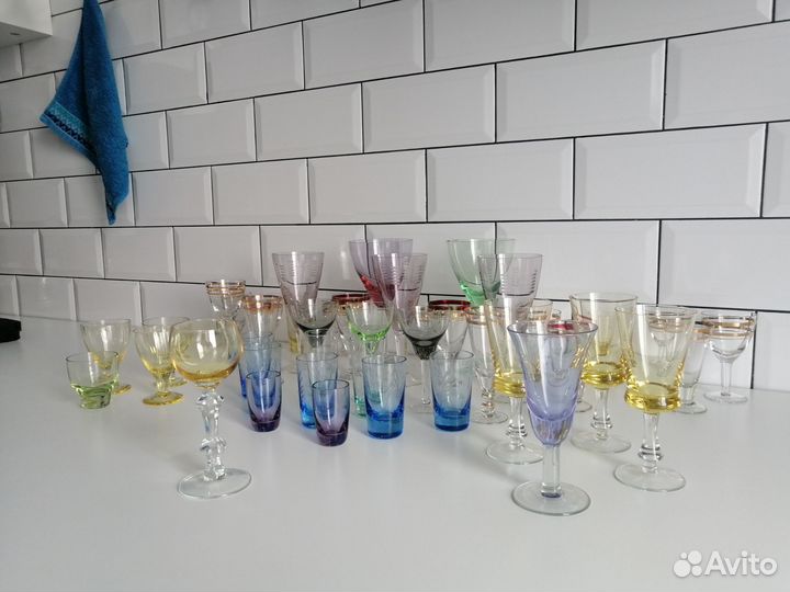 Рюмка,фужеры,стопки цветное стекло СССР