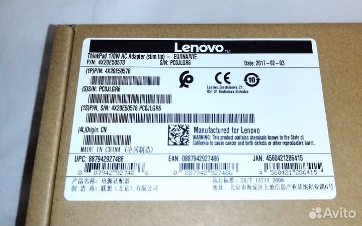 Новый Lenovo 170W Slim Tip Блок Питания