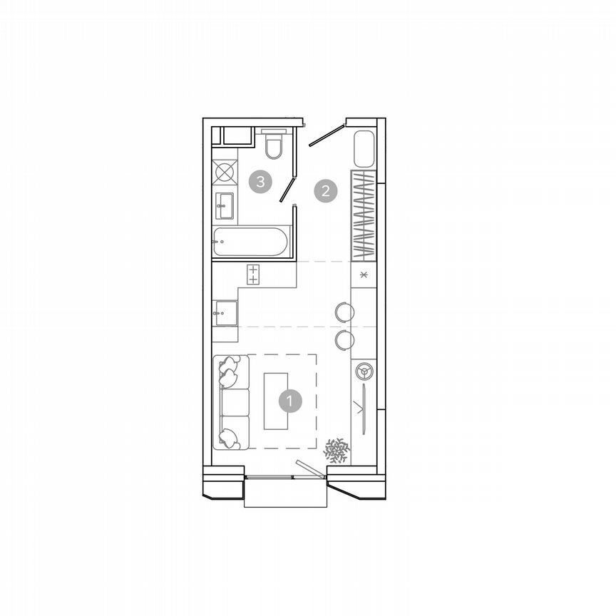 Квартира-студия, 28,4 м², 12/17 эт.