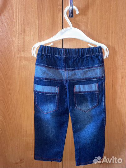 Детский махровый халат и джинсы 80