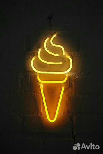 Неоновая вывеска мороженоес гарантией