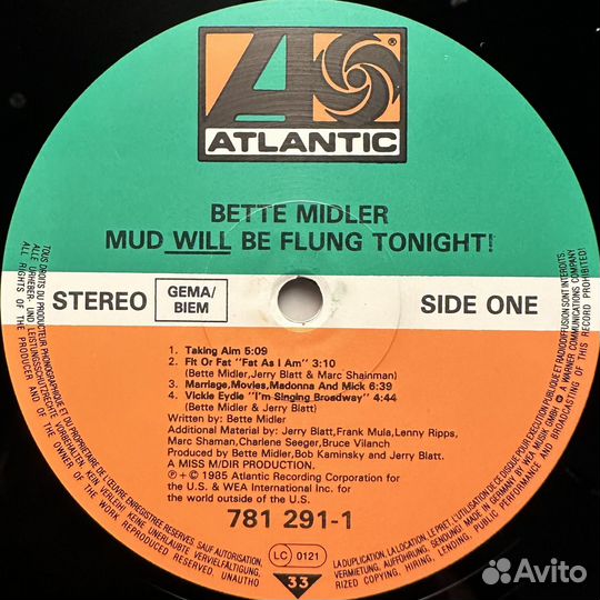 Bette Midler – Mud Will Be Flung Tonight (1985г)