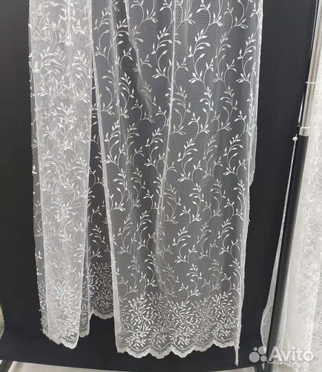 Тюль белый с серебром