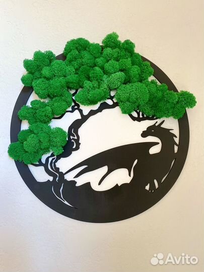 Дракон картина панно из мха