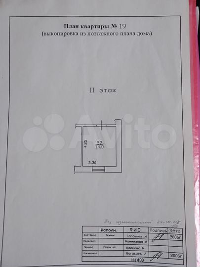 Комната 14 м² в 1-к., 2/2 эт.