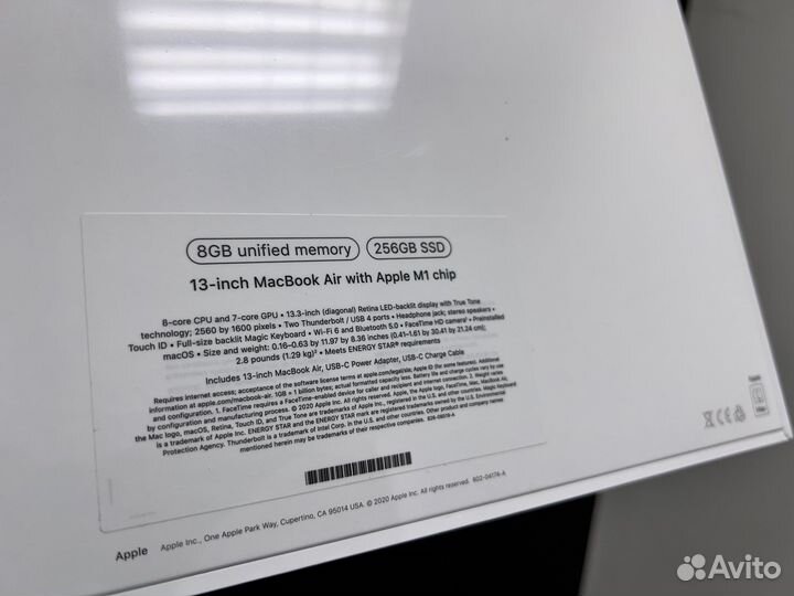 Новый. MacBook Air 13 M1 / 8/256gb+рус.клав