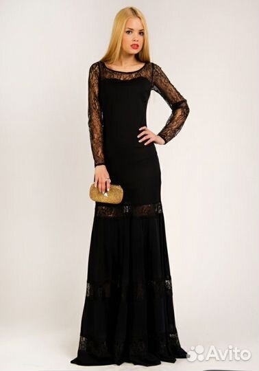 Платье черное в пол love republic