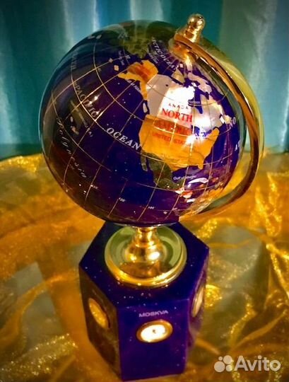 Глобус из лазурита с инкрустацией