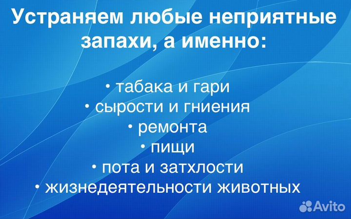 Устранение неприятных запахов (озонирование)