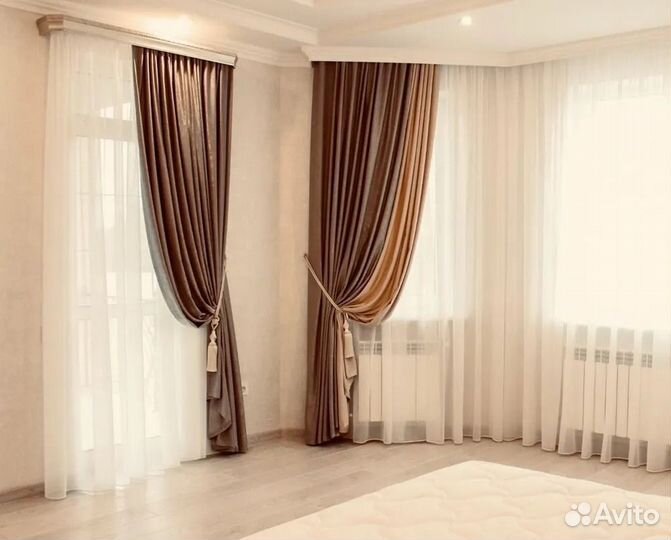 Штора из вуали молочного цвета 700х290