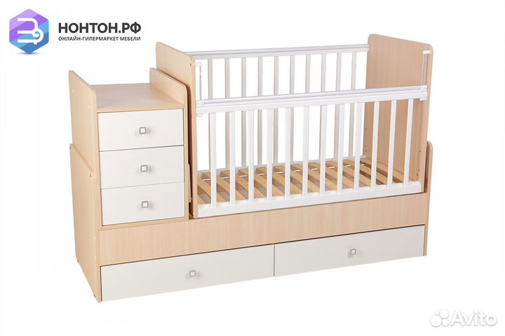 Кровать детская Фея 1100 дуб пастельный / белый