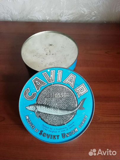 Жестяная банка из под чёрной икры СССР