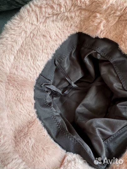 Панама меховая розовая женская