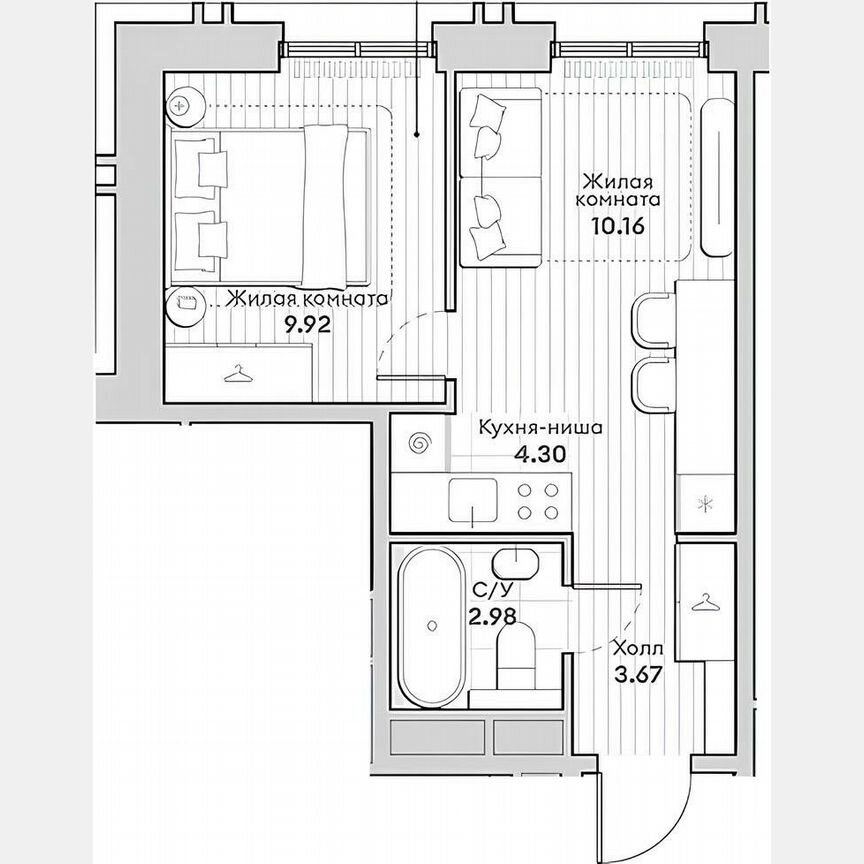 1-к. квартира, 31 м², 26/30 эт.