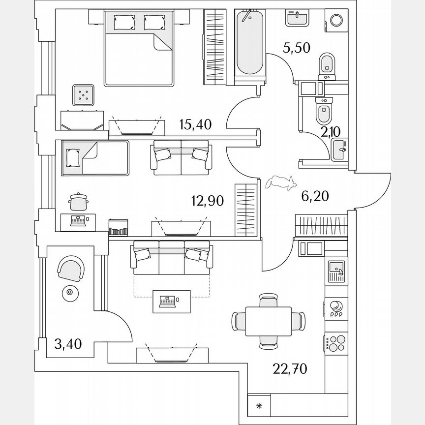 2-к. квартира, 27,6 м², 10/13 эт.
