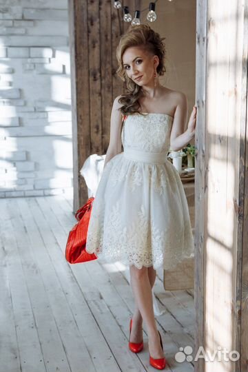 Свадебное платье 40 42 короткое