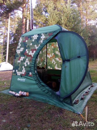 Походная баня с печкой