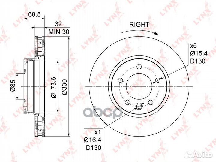 Диск тормозной перед прав BN1212R lynxauto
